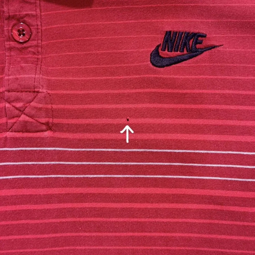 Nike Red Striped Golf Polo Men’s Size 2XL Single Stitch Short Sleeve 100% Cotton